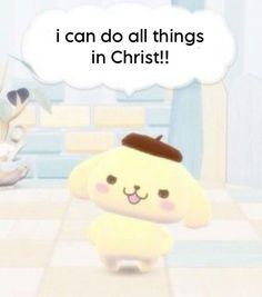 a cartoon character with a thought bubble saying i can do all things in christ