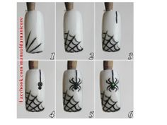 Passo a Passo Aranha com teia. #nail designer Cobweb Nail Art, Step By Step Nail Designs, Nail Art Designs Diy