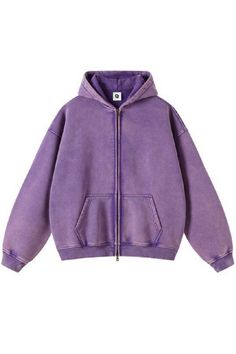 Cheap Purple Cotton Outerwear, Purple Zip Up, Cool Hoodies Designs Unique, Zip Up Hoodie Design, Acid Wash Hoodie, Sweat Noir, Trendy Suits, Zippered Cardigan, Zipper Hoodie