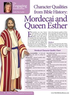 the front page of an article on character quatis from bible history mordecai and queen esther