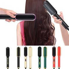 Electric Ceramic Smoothing Hair Straightener Styling Comb Flat Iron Hot Comb Fast Heat Hair Straightening Brush feature1.30 seconds hot2. Intelligent temperature control, give hair a comfortable temperature without affecting hair quality3. The anti-scald comb is designed to straighten the comb and reduce hair pulling, and the insulation prevents hand heat.4. Fashion style5. Multifunctional straight curly hair, shiny straight hair, beautiful inside button, loose hair is shiny and fresh, easy to c Straightening Curly Hair, Really Curly Hair, Electric Hair Brush, Straightener Brush, Straightening Comb, Hair Straighteners Flat Irons, Iron Hair, Hair Straightening Iron, Hair Frizz