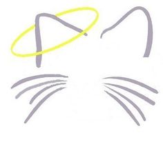 a cat's face with a yellow ring around its neck and eyes, in front of a white background