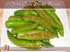 green chili pickle recipe on a white plate