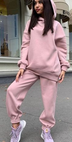 Pink Tracksuit Set Sportswear Outfit. For elegant ladies, teens and women. It is street style and fitted in any outfit. Tracksuit Outfit Women, Pink Tracksuit, Two Pieces Set Outfits, Sportswear Outfits, Solid Hoodie, Tracksuit Outfit, Long Sleeve Outfits, Tracksuit Pants, Set Outfits