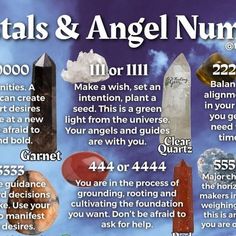 crystals and angel numbers info sheet with information about each item in the text below it