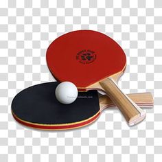 two ping pong paddles and a ball on a table tennis racket png