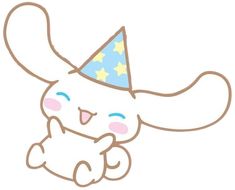 a drawing of an animal with a party hat and stars on it's head