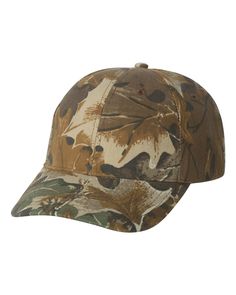 a camo cap with leaves on it