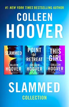 three books on the cover of claimed by collien hooverer, with blue background