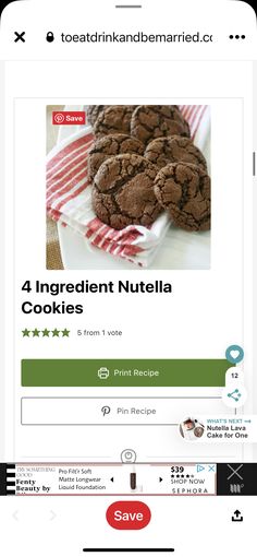 the recipe app for cookies is open and ready to be used on your iphone or ipad