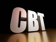 the word cbt is placed in front of a black background with light shining on it