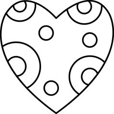 a black and white heart with polka dots on the inside, coloring pages for kids