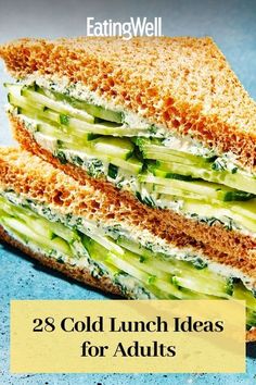 a sandwich cut in half with the words 21 easy spring lunches to pack for work