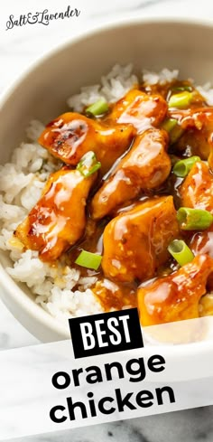 a bowl of chicken over rice with text overlay that reads best orange chicken Best Orange Chicken, Citrus Chicken Recipes, Basic Cooking Skills, Orange Chicken Stir Fry, Ginger Glaze, Orange Chicken Sauce, Healthy Orange Chicken, Easy Orange Chicken, Basic Cooking