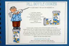 Pill Bottle Cookies with Dr. Needle Recipe Page, Sugar Eggs, Heavy Whipping Cream, Bottle Crafts, Recipe Book, Whipped Cream