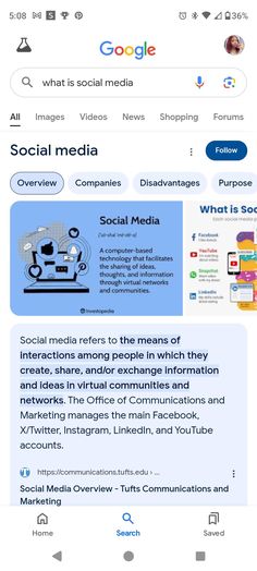 the social media page for what is social media?