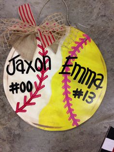 a baseball ornament with the name and number on it