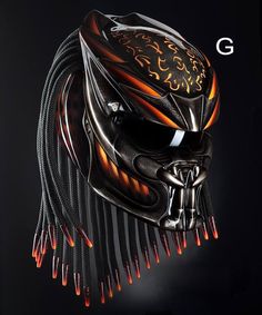 an advertisement for the new predator movie, featuring a skull wearing a helmet with spikes on it