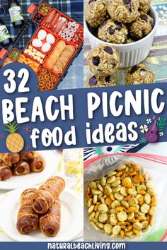 beach picnic food ideas with text overlay