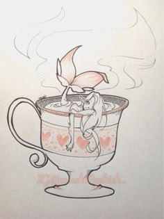 a drawing of a coffee cup with steam coming out of it