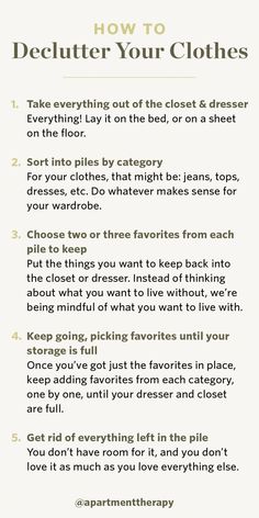 a poem describing how to declutter your clothes