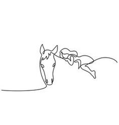 a single line drawing of a horse and its foal