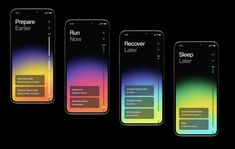 three iphones with the text sleep later on them and an image of a rainbow - colored