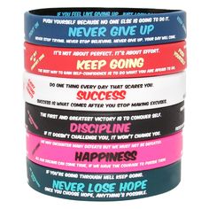 PRICES MAY VARY. Explore Our Extensive Range Of Wrist Bands, Including Stylish Silicone Bracelets And Motivational Silicone Bracelets. Carry Motivation With You Everywhere With Our Collection Of Motivational Silicone Bracelets, Designed To Uplift And Inspire. Infuse Your Day With Positivity Using Our Motivational Bracelets, Designed To Be A Source Of Encouragement And Strength. Transform Your Bracelets Into Daily Reminders, Featuring Motivational Quotes And Phrases To Keep You Inspired Throughou Bible Verse Bracelet, Motivational Bracelets, Stop Making Excuses, Feel Like Giving Up, Hidden Messages, Rubber Bracelets, Get Things Done, Inspirational Bracelets, Daily Reminders