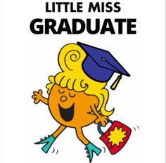 the little miss graduate is running with her hat on