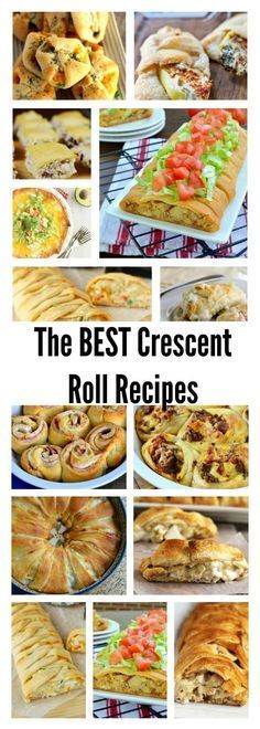 the best crescent roll recipes are on display in this collage, with images of different pastries and desserts