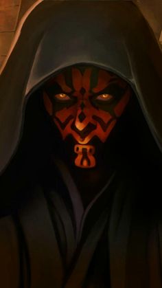 darth vader from star wars the old republic with his face painted orange and black