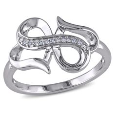 a white gold ring with diamonds on the bottom and an intertwined design in the middle