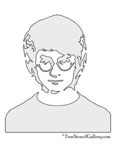 a black and white drawing of a man with glasses on his face, looking at the camera