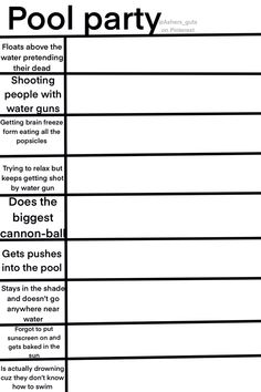 the pool party game is shown with instructions for how to play it and what to do