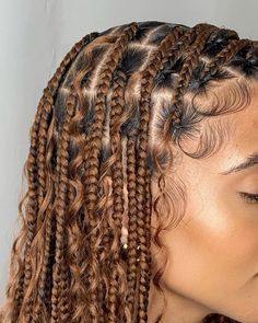 @mayswayuk Braids Hairstyles Color Ideas, Light Brown Braids With Beads, Braids For Black Women Brown, Honey Brown Braids For Black Women, Honey Brown Box Braids, Braid Color Ideas For Black Women, Brown Braids For Black Women, Blond Box Braids, Box Braids For Black Women