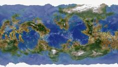 an image of the earth from space showing all its terrain and land cover, as well as water