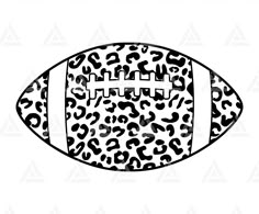 a black and white drawing of a football with leopard print on the side, in front of a triangle background