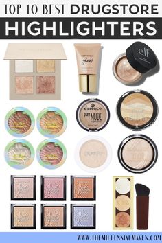 Drugstore Highlighter, Rosa Make-up, Makeup Drugstore, Sweat Proof Makeup, Festival Make Up, Best Highlighter, Basic Makeup