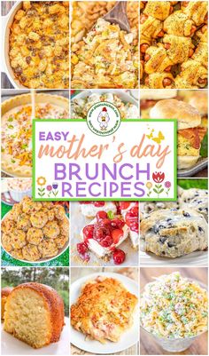 easy mother's day brunch recipe collage with images in the middle