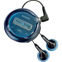 an mp3 player with two ear buds attached to it's headbands and plugged in