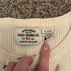 Ralph Lauren sweater with blue stripe and braided detail on sleeves Polo Jeans, Ralph Lauren Sweater, Cotton Polo, Blue Stripes, Women's Sweater, Sweaters For Women, Ralph Lauren, Blue