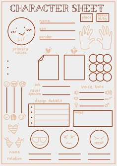 the character sheet is shown with hand gestures and other things to draw on it, including hands