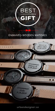 groomsmen gifts by urban designer: wooden watches with personal engraving Mens Diamond Wedding Rings, Practical Groomsmen Gifts, Unique Groomsmen Gifts, Wedding Gifts Groomsmen, Groom Watch, Groomsmen Boxes, Groomsmen Watches, Best Groomsmen Gifts, Usher Gifts