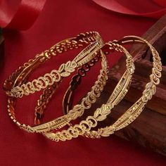 Best stylish gold bangle bracelet ideas Weddings Vibes, Design Esthetic, Crochet Cake, Solid Gold Bangle, Black Beads Mangalsutra Design