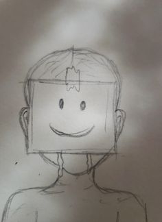 a drawing of a man with a smile on his face