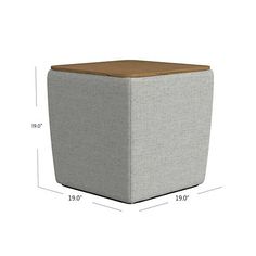 the cube ottoman is shown with measurements