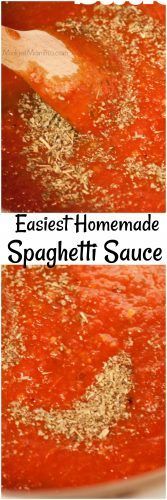 two pictures showing how to make homemade spaghetti sauce