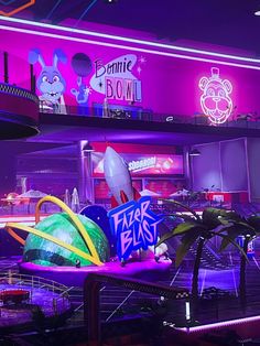 the neon room is filled with toys and decorations