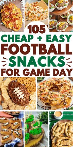 The best football snacks for a crowd! Simple inexpensive gameday recipes for football season that will feed a crowd cheap. Easy football themed appetizers, desserts, and make ahead snacks, perfect for game day tailgate snacks and football party food. Game day snacks, football snacks crockpot, football snacks dessert, football snacks kids, quick and easy football party food, football party snacks, football game snacks, football tailgate party food, Super Bowl snacks, football party menu ideas Football Party Menu Ideas, Football Themed Appetizers, Feed A Crowd Cheap, Easy Football Party Food, Easy Football Snacks, Football Party Food Ideas, Quick Party Food, Football Party Snacks, Super Bowl Party Snacks