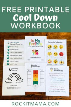 the free printable cool down workbook for kids with pictures and text on it